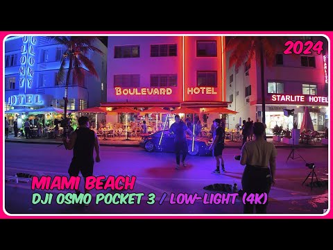 Recorriendo Miami Beach de Noche 🌙 Prueba de la DJI Osmo Pocket 3 en Low-Light (4K) sin Filtros
