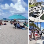 Collage real del recorrido: Sebastian Beach, yates y paseo frente a la playa en Fort Lauderdale