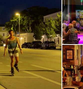 Wilton Manors un miércoles: patinadores en Wilton Drive, baile en Hunters y terraza de Pub on the Drive