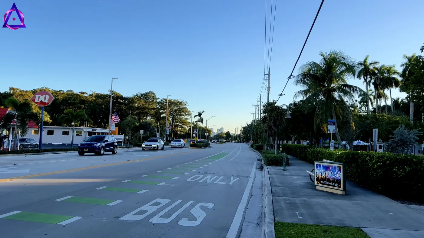 Wilton Drive con ciclovía y palmeras