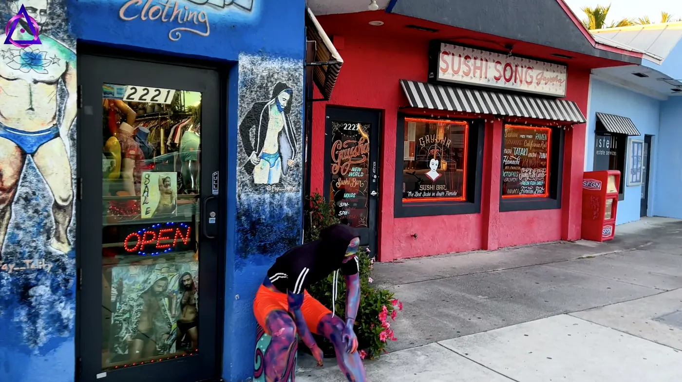 Comercios coloridos en Wilton Drive