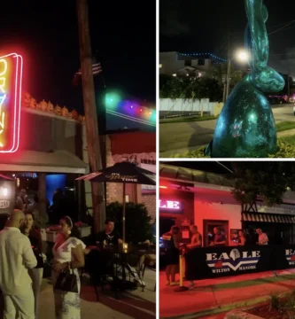 DrYnk, Thunderbunny y Eagle durante un sábado de noche en Wilton Manors